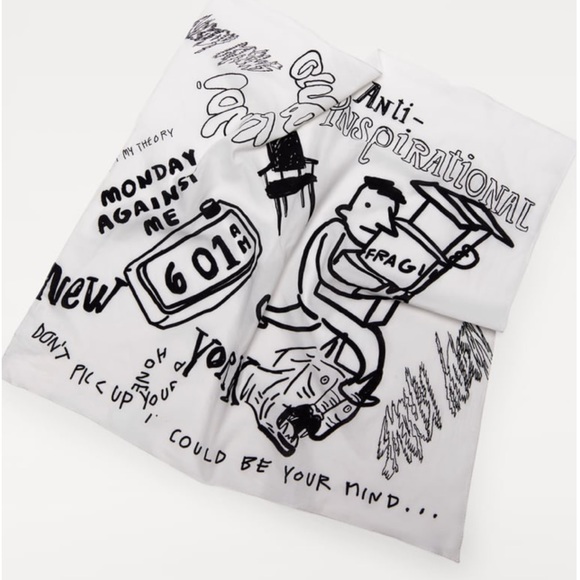 Graffiti Print Black and White Square Bandana - Picture 2 of 6